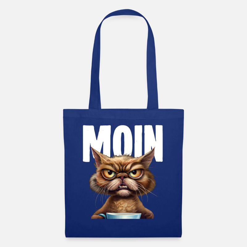 Moin Lustige Katze Kaffee - Stoffbeutel - Royalblau