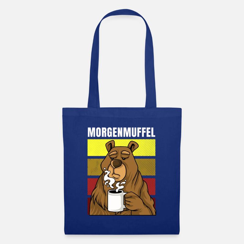 Morgenmuffel Bär mit Kaffee - Stoffbeutel - Royalblau
