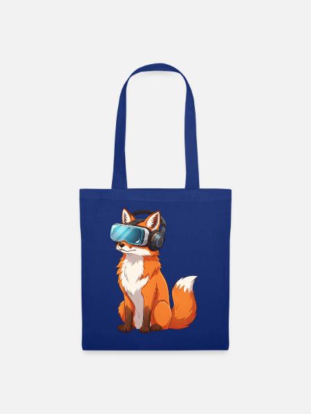 Fuchs VR Brille Virtual Reality Cartoon - Stoffbeutel - Royalblau