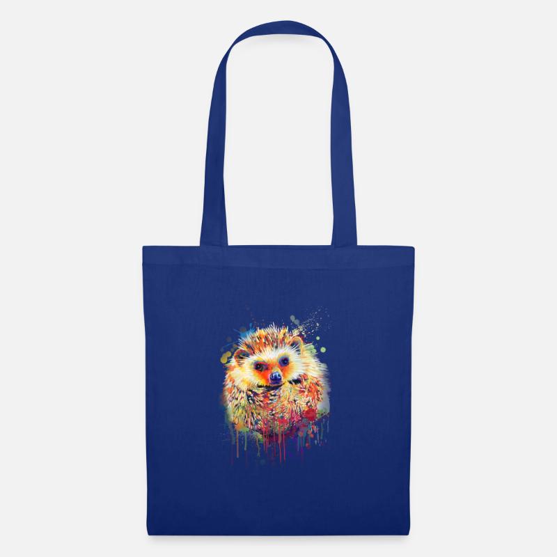 Igel handgezeichnet - Stoffbeutel - Royalblau