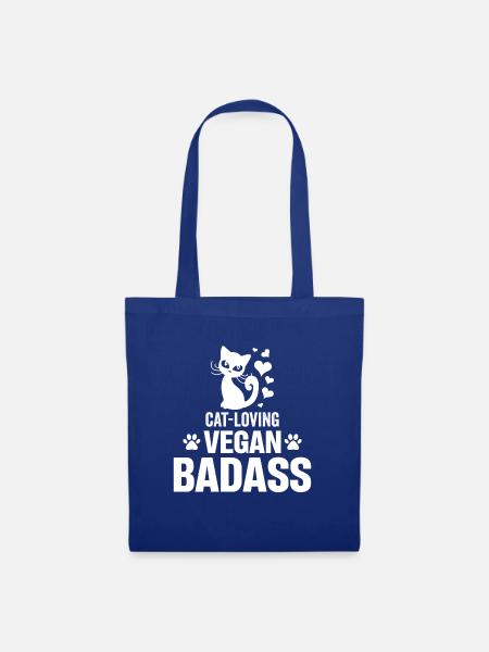Vegan Shirt Katzen Veganer Veganerin Geschenke Cat - Stoffbeutel - Royalblau