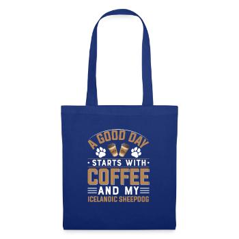 Icelandic Dog Dog Breed Coffee Drinking Caffeine Paw - Tote Bag - royal blue - Front