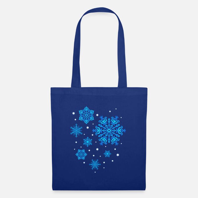 Es schneit - Schneeflocken - Stoffbeutel - Royalblau