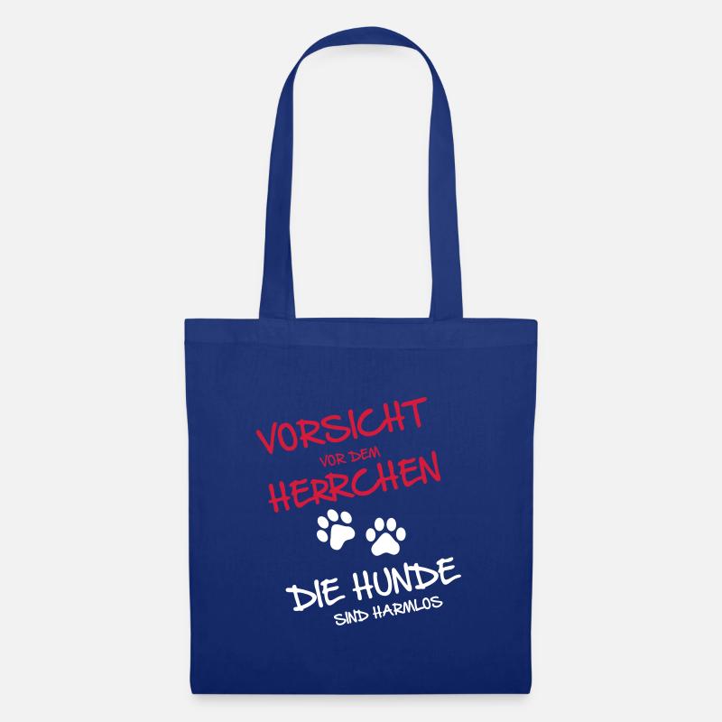Vorsicht Herrchen - Hunde - Stoffbeutel - Royalblau