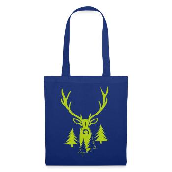 Edler Hirsch Wald - Hirsch mit Geweih - Stoffbeutel - Royalblau - Vorne