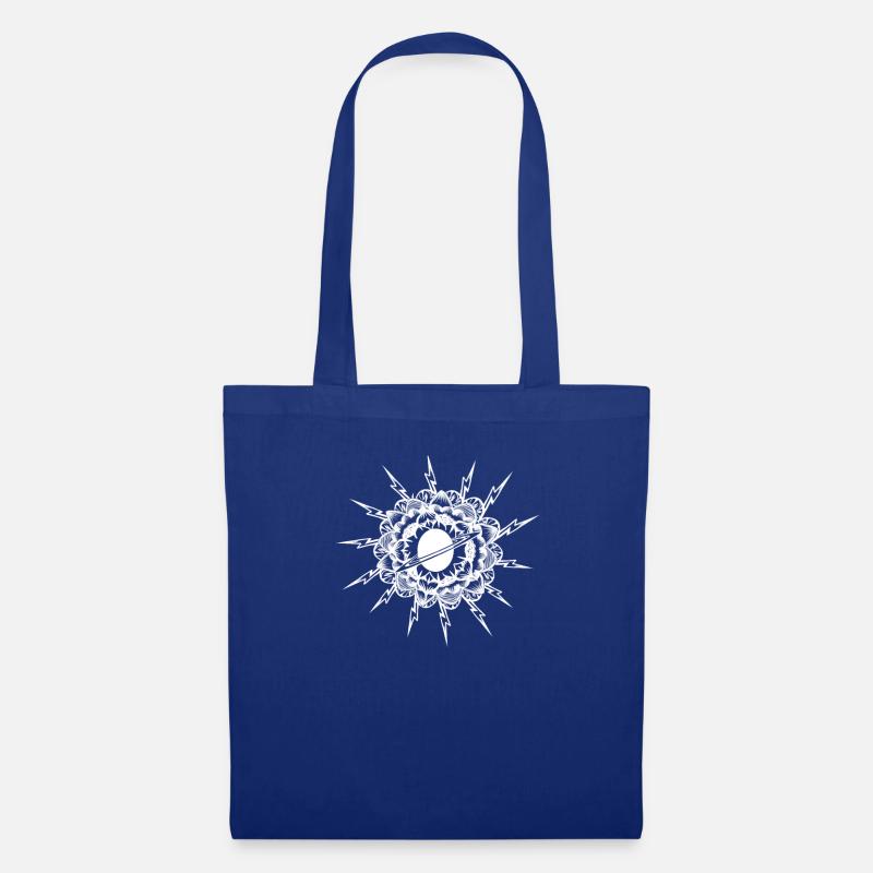 Saturn mit Blitzen und Blume Mandala Universum tee - Stoffbeutel - Royalblau