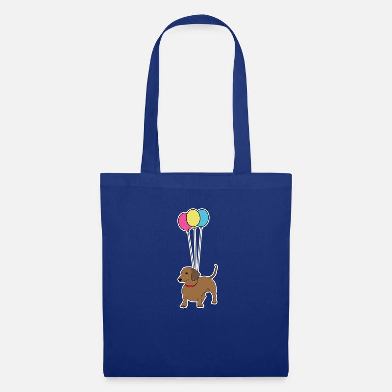 Dackel mit Luftballons - Stoffbeutel - Royalblau