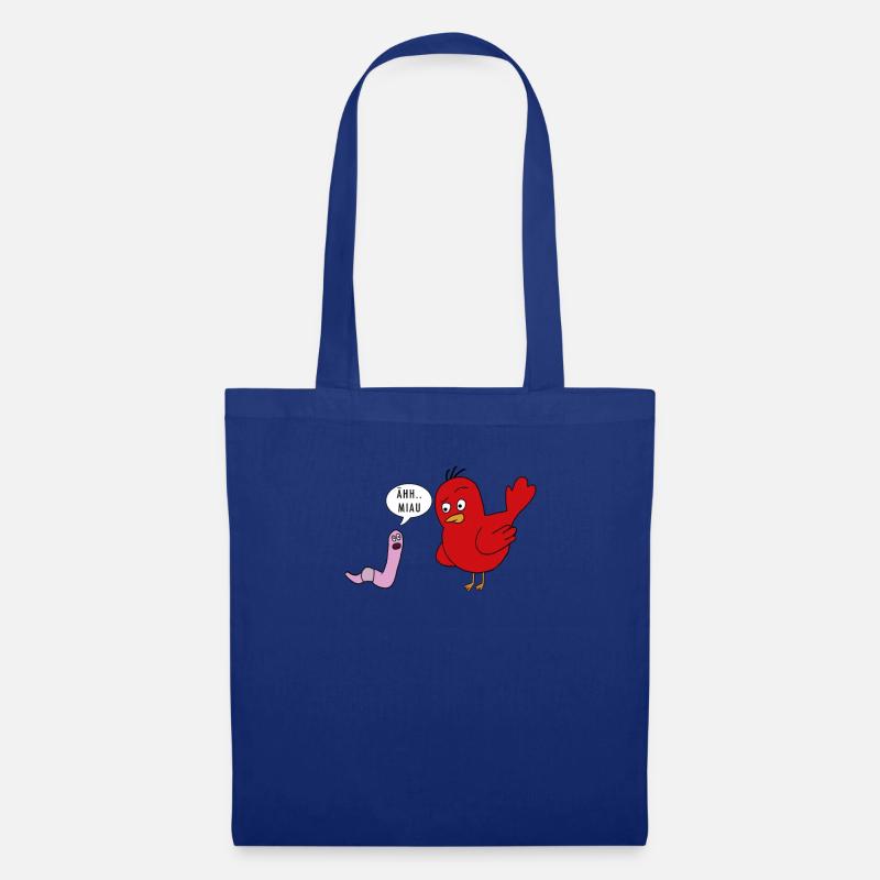 Äh Miau lustiger Wurm und Vogel witziges Geschenk - Stoffbeutel - Royalblau