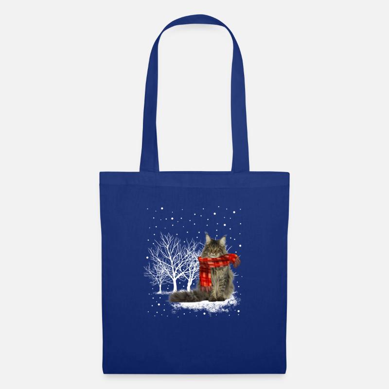 Snow cat Maine Coon im Winter - Stoffbeutel - Royalblau