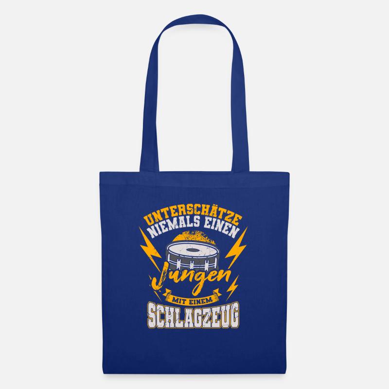 Drummer Junge Schlagzeuger Kinder Schlagzeug - Stoffbeutel - Royalblau