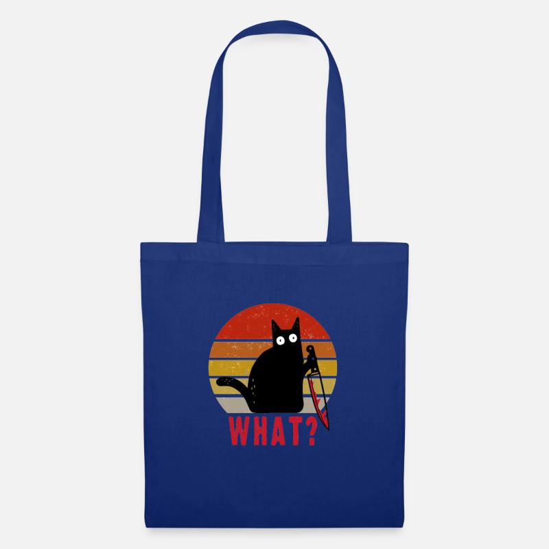 Schwarze Katze mit Messer was? - Stoffbeutel - Royalblau