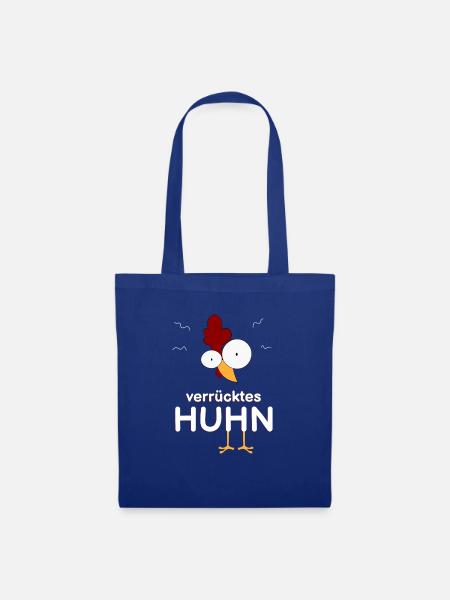 Verrücktes Huhn Comic Crazy Chicken Lustiges Huhn - Stoffbeutel - Royalblau