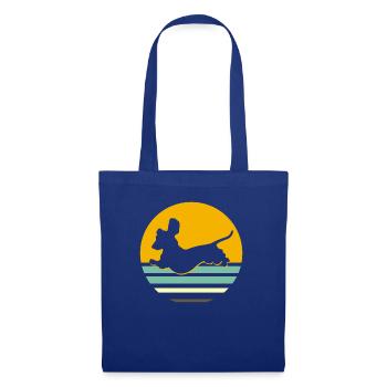 Cadeau de silhouette de chien teckel rétro teckel - Sac en tissu - bleu royal - Devant