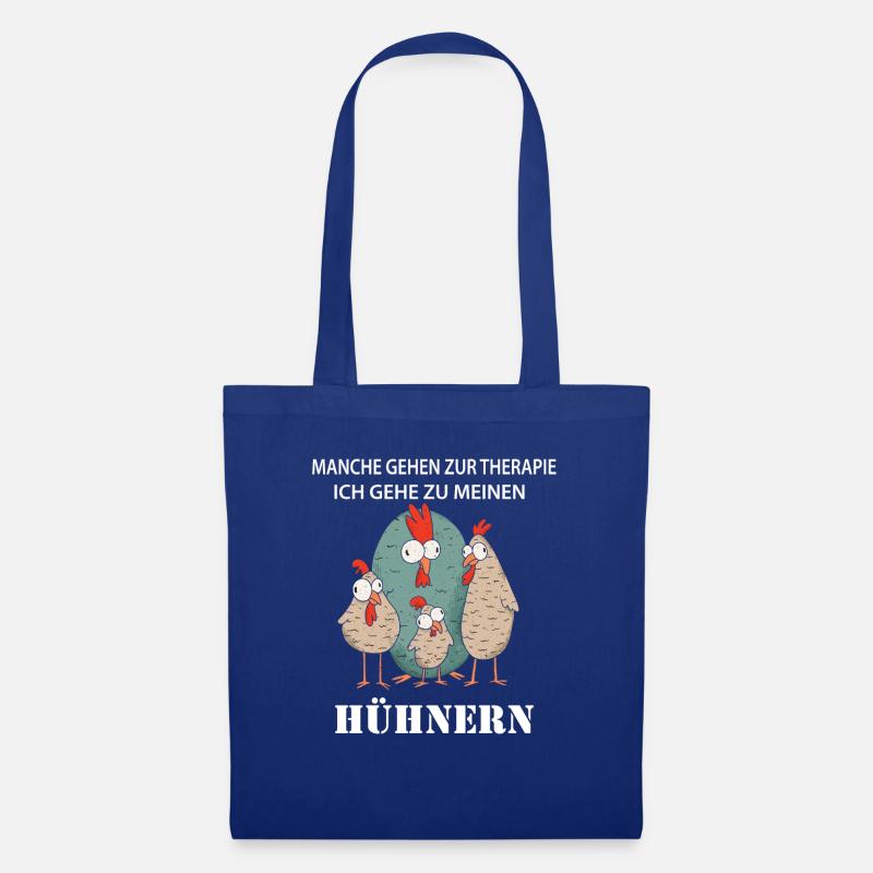 Lustiges Hühner Bauern Design mit Therapie Spruch - Stoffbeutel - Royalblau