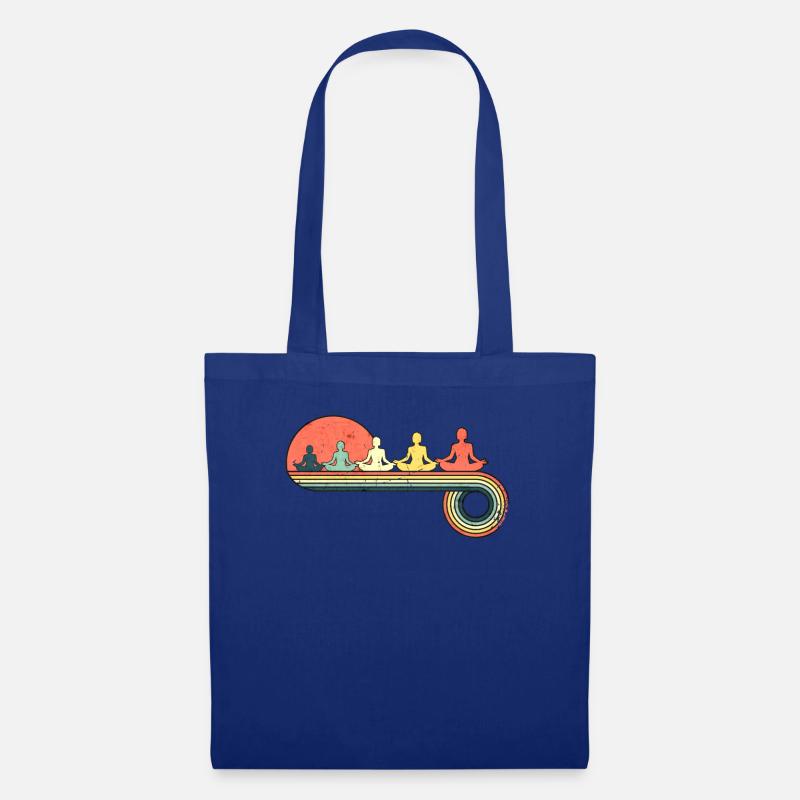 Yoga Zen Retro Vintage Sunset Regenbogenfarbe - Stoffbeutel - Royalblau