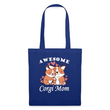 Ehrfürchtiger Corgi-Mutter-Sohn-Flaum-kawaii-Hund - Stoffbeutel - Royalblau - Vorne