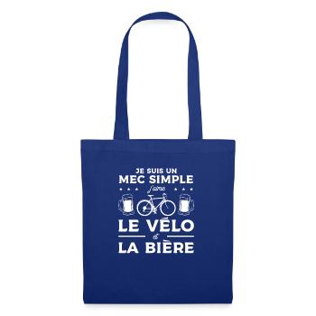 Je Suis Un Mec Simple J'aime Le Vélo Et La Bière - Stoffbeutel - Royalblau - Vorne