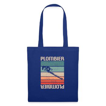 Vintage Retro Plombier Plomberie - Sac en tissu - bleu royal - Devant