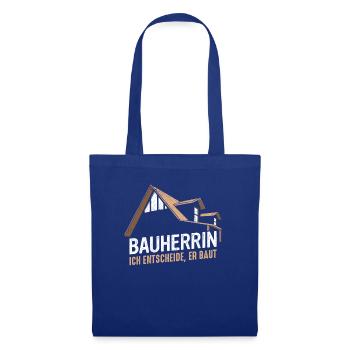 Bauherr Hausbauer Häuslebauer - Stoffbeutel - Royalblau - Vorne