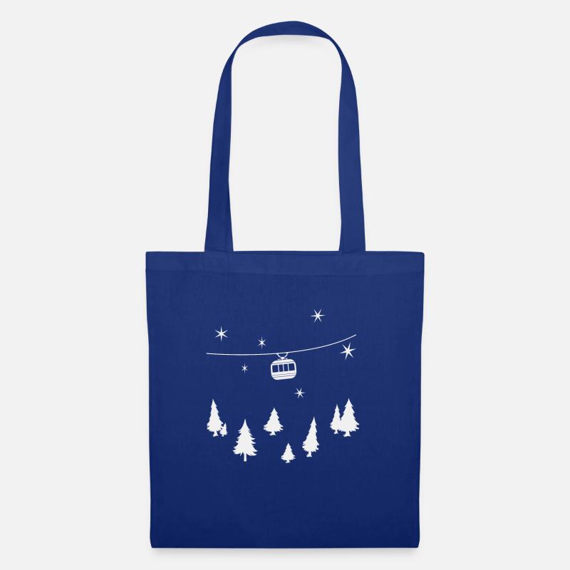 Seilbahn Bergbahn Gondelbahn zu Weihnachten - Stoffbeutel - Royalblau