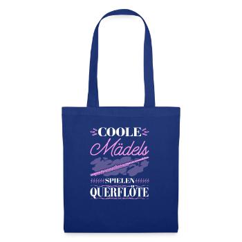 Mädchen Querflöte, Coole Mädels Spielen Flöte - Stoffbeutel - Royalblau - Vorne