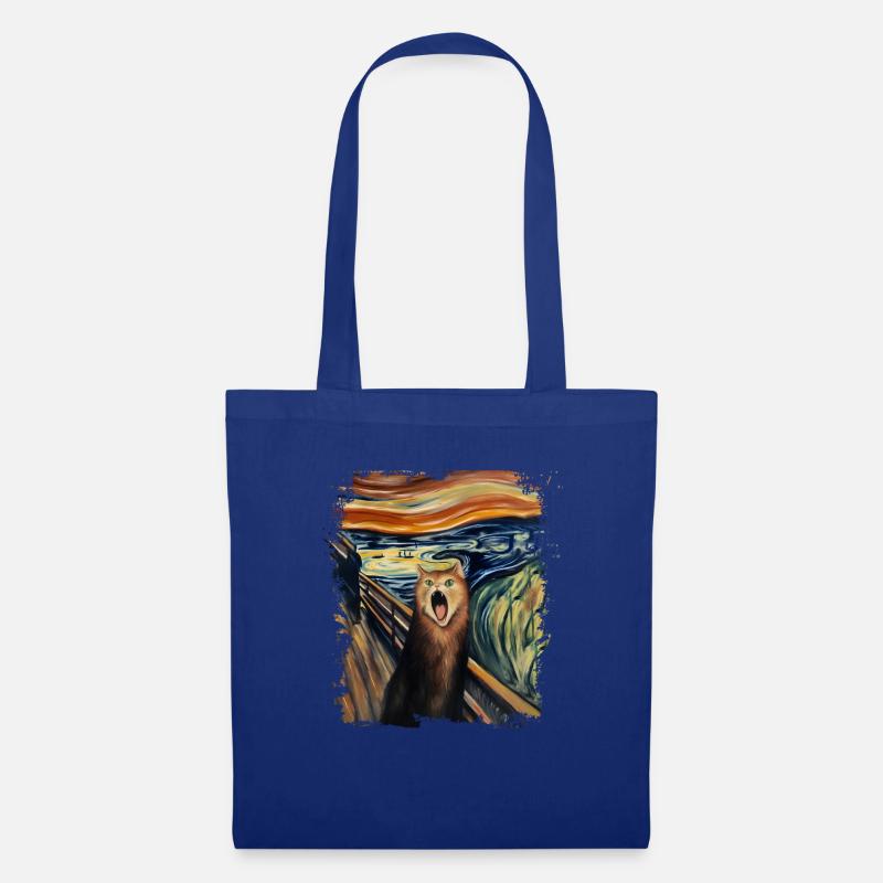 Der Schrei Katze Edvard Expressionismus Munch - Stoffbeutel - Royalblau