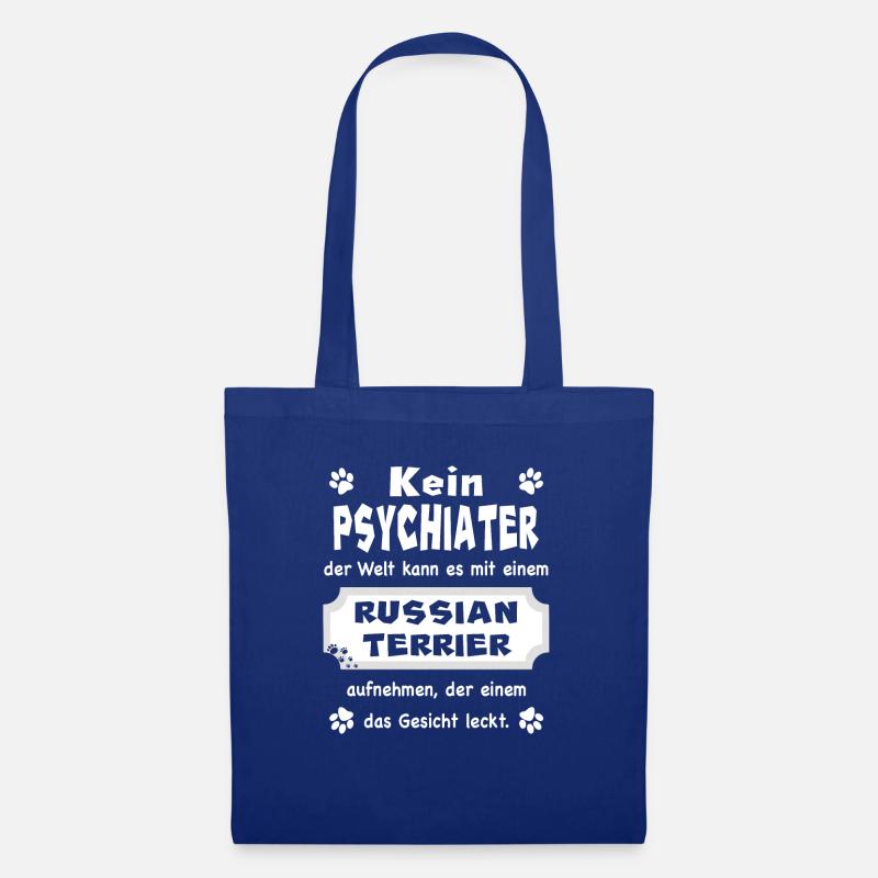 Kein Psychiater - Lustiger Spruch Russian Terrier - Stoffbeutel - Royalblau