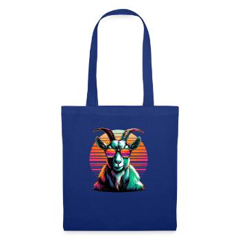 Bunte Pop Art Sonnenbrille Ziegen Bauernhoftier Ziege - Stoffbeutel - Royalblau - Vorne