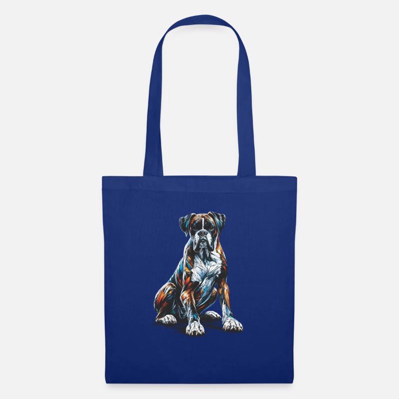 Polygon Art Boxer Hund Boxer - Stoffbeutel - Royalblau