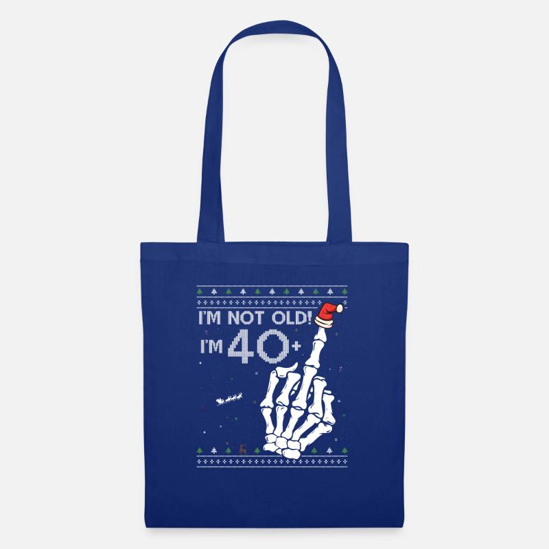 Ich bin 40 + 1 Mittelfinger Hässlicher Weihnachtspullover für - Stoffbeutel - Royalblau