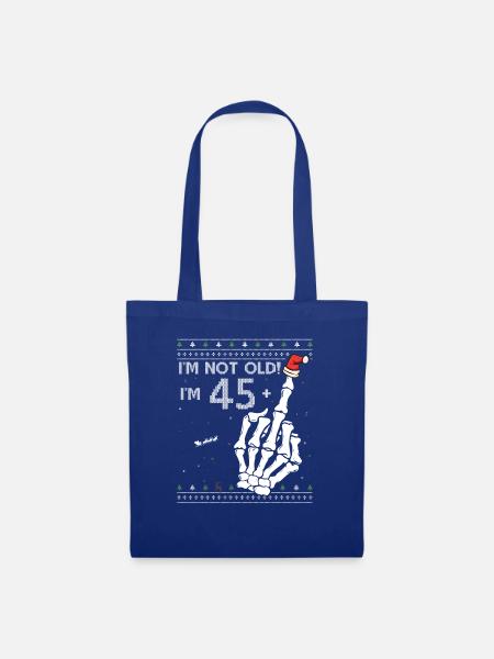 Ich bin 45 + 1 Mittelfinger - Lustiger Totenkopf Weihnachten 46. - Stoffbeutel - Royalblau