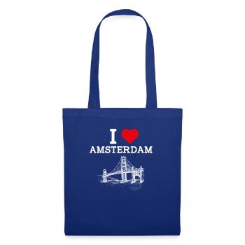I love Amsterdam Niederlande Golden Gate Bridge Wortspiel - Stoffbeutel - Royalblau - Vorne