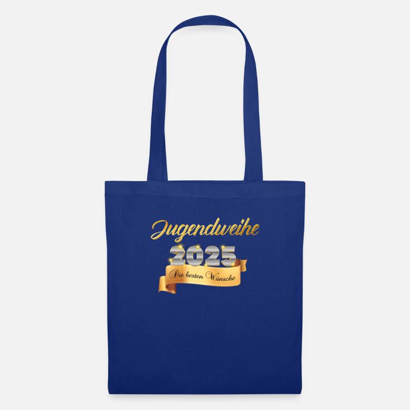 Jugendweihe 2025 Golden Glitzer - Stoffbeutel - Royalblau