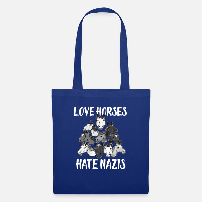 Love Horses Hate Nazis - Stoffbeutel - Royalblau