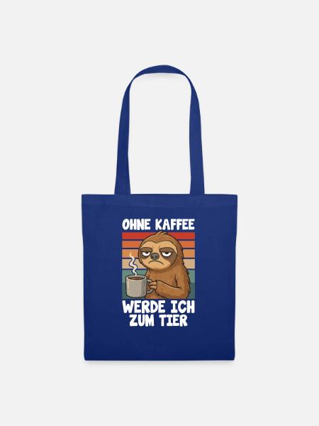 Faultier Kaffee Morgenmuffel Lustig Spruch - Stoffbeutel - Royalblau