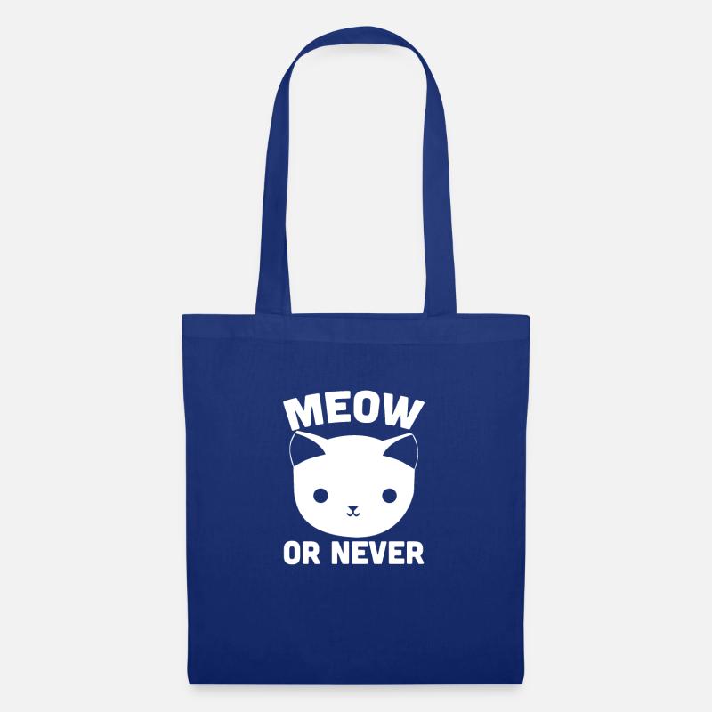 Katzen Geschenk meow or never Katzenkopf - Stoffbeutel - Royalblau