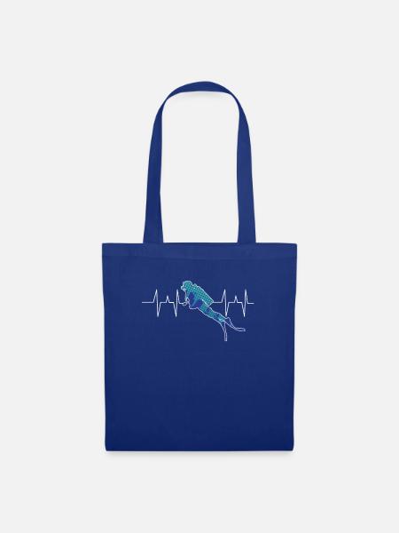Tauchen - Taucher - Scuba Diving - Herzschlag - Stoffbeutel - Royalblau