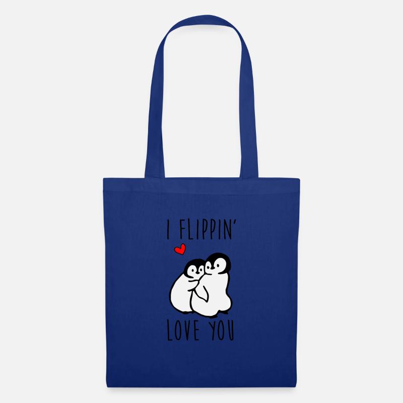 I Flippin Love You - Penguin - Stoffbeutel - Royalblau