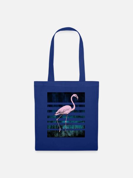 Rosa Flamingo - Stoffbeutel - Royalblau