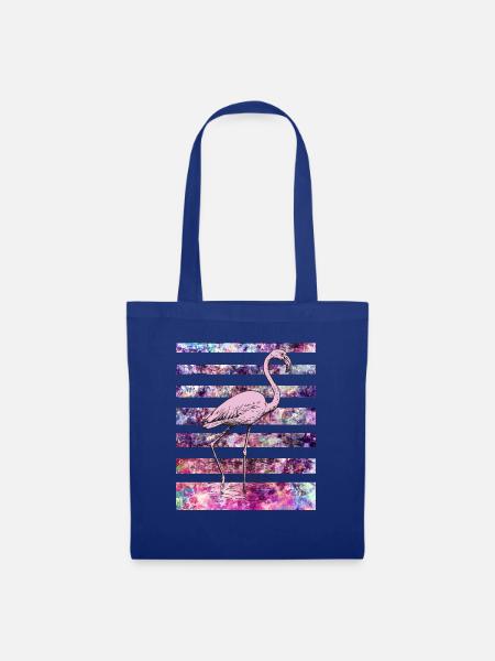 Rosa Flamingo - Stoffbeutel - Royalblau