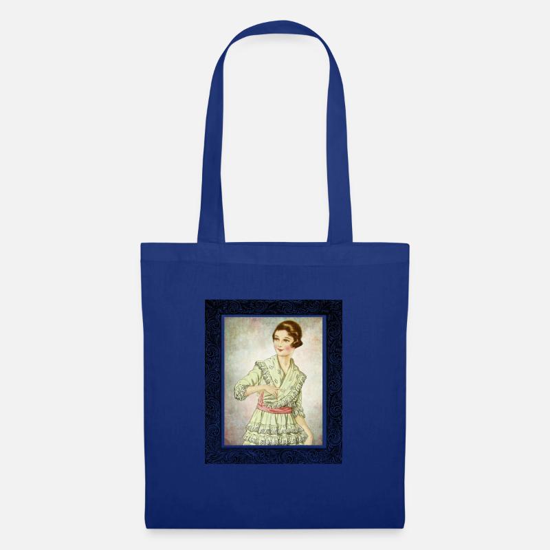 Frau Vintage Retro Style - Stoffbeutel - Royalblau