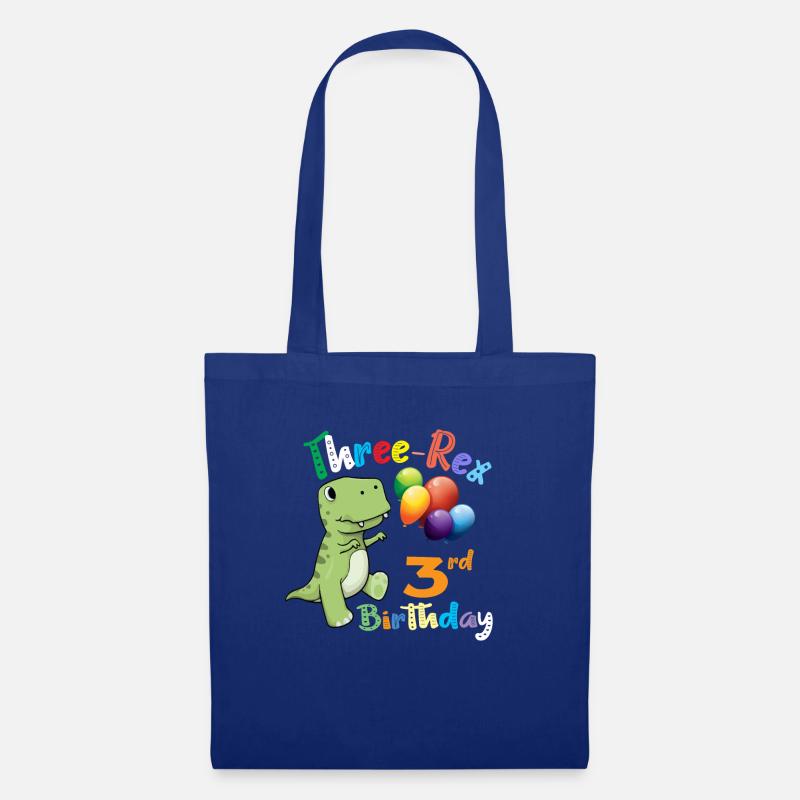 Drei Rex Dinosaurier 3. Geburtstagsgeschenk Design - Stoffbeutel - Royalblau
