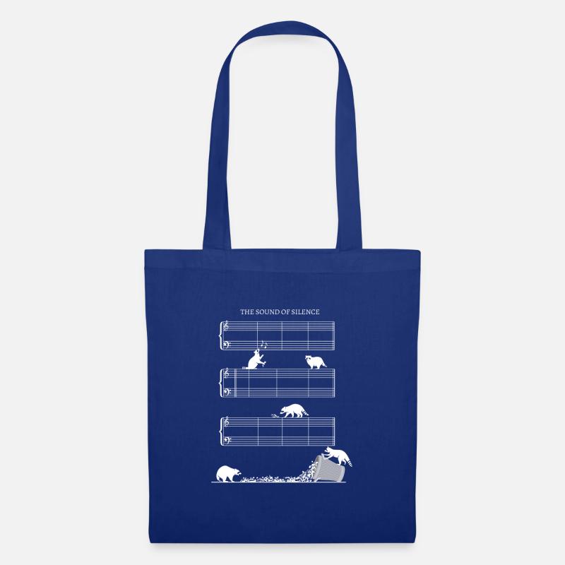 Silence partition de musique sans notes avec ratons laveurs - Sac en tissu - bleu royal