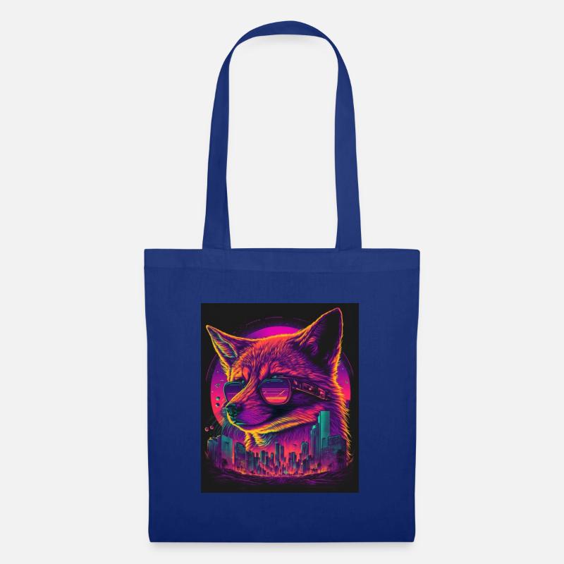 Retro Futuristic Synthwave Fox - Stoffbeutel - Royalblau