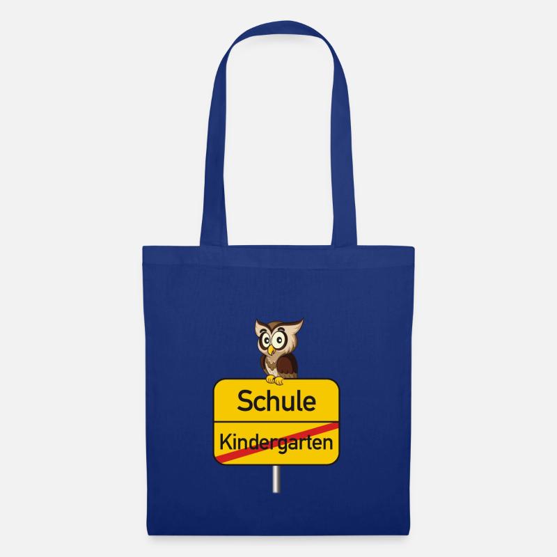 Schule Kindergarten Einschulung Eule Ortsschild - Stoffbeutel - Royalblau