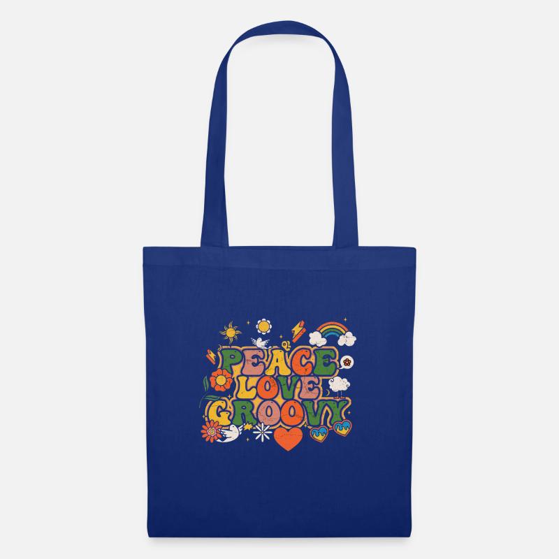 Groovy Hippie 60er Jahre 60s - Stoffbeutel - Royalblau