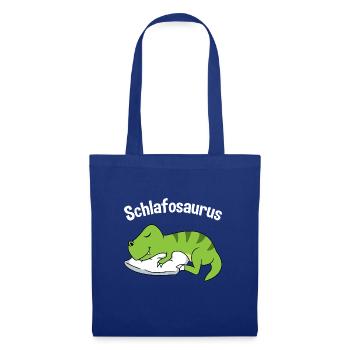 Schlafosaurus T-Rex Dinosaurier Schlafanzug Dino - Stoffbeutel - Royalblau - Vorne