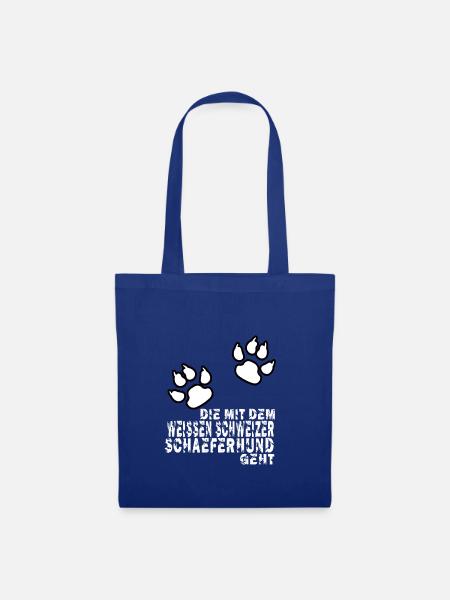 die mit dem weissen schweizer schaeferhund geht - Stoffbeutel - Royalblau