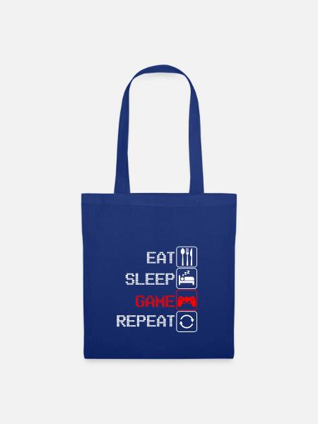 Eat Sleep Game Repeat - Gamer Videospiel Geschenk - Stoffbeutel - Royalblau