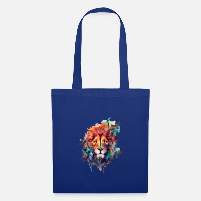 01 Sternzeichen Löwe Ornament Wasserfarbe Kopf - Stoffbeutel - Royalblau
